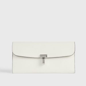 Toteme Studio T-lock palmellato-patent wallet off-white