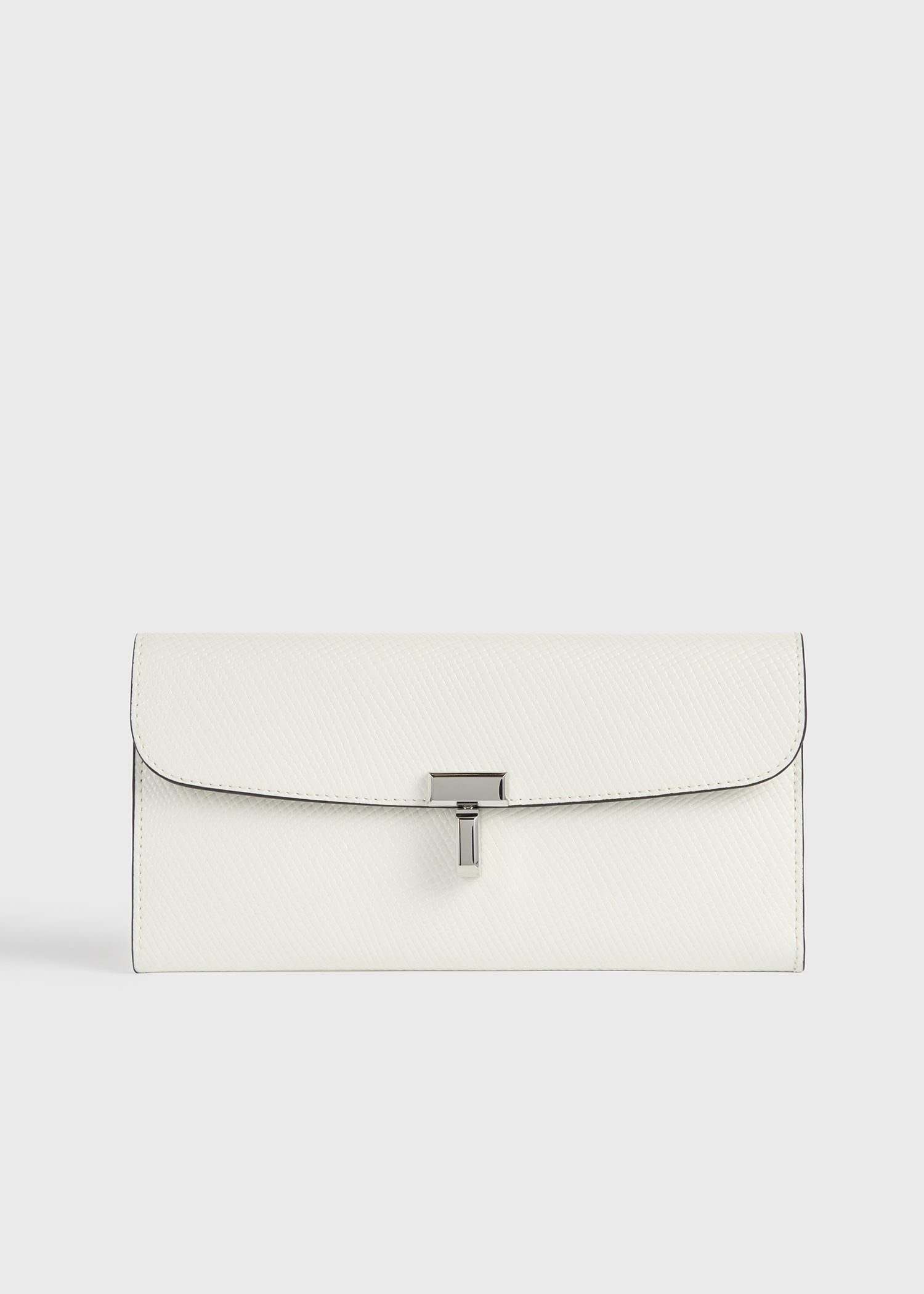 Toteme Studio T-lock palmellato-patent wallet off-white
