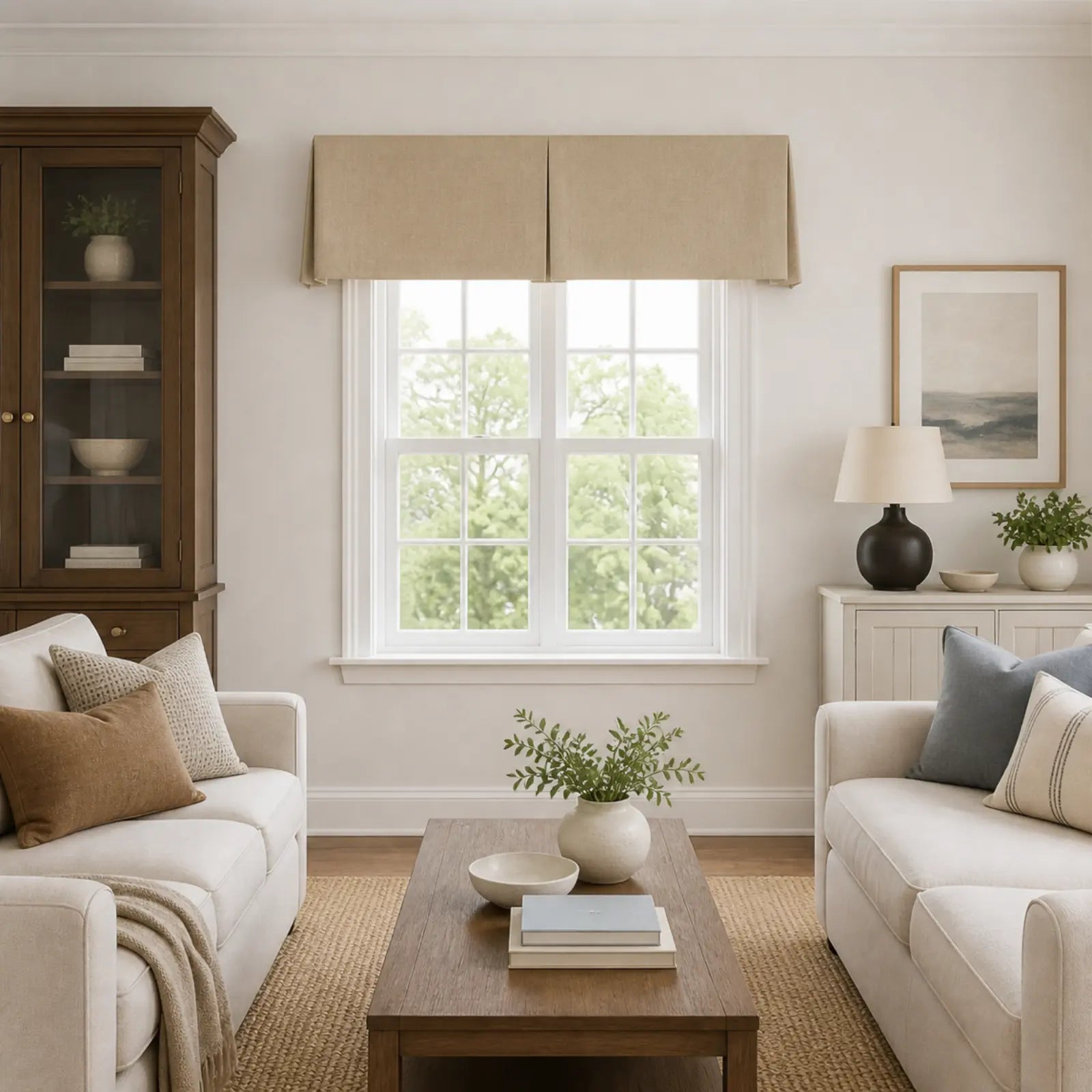 TWOPAGES Isabella Cotton Board Mounted Center Pleated Valance