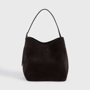 Toteme Studio Medium belted suede tote espresso