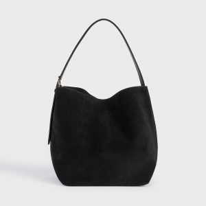 Toteme Studio Medium belted suede tote black