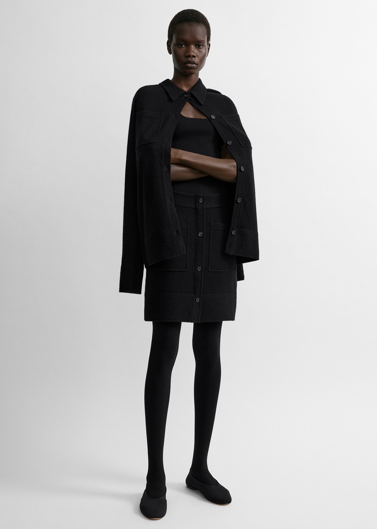 Toteme Studio Buttoned cashmere skirt black