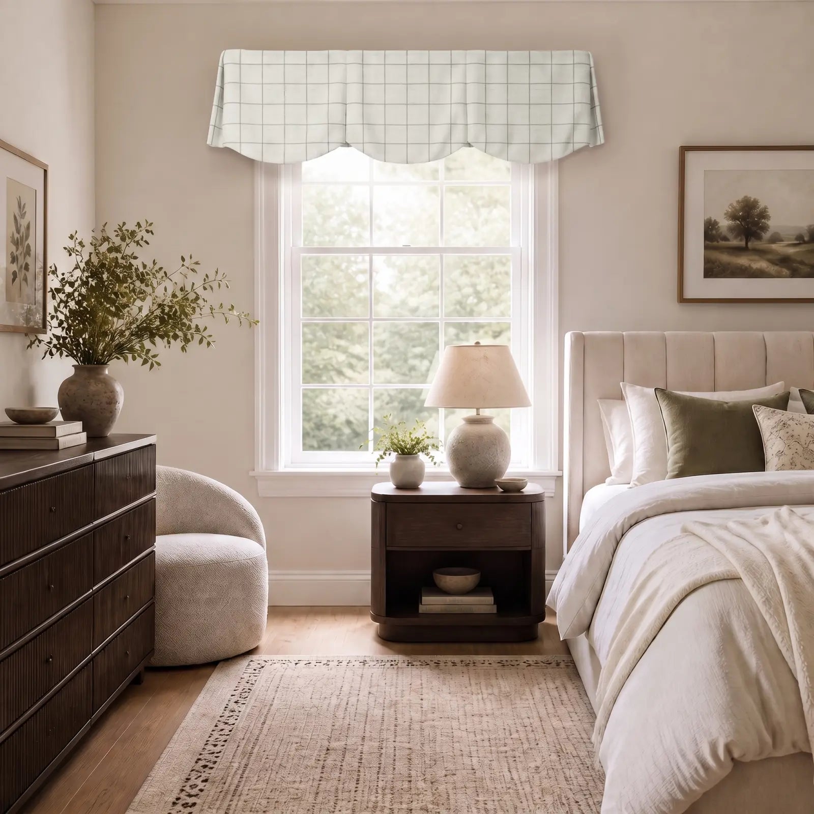 Stefana Silber x TWOPAGES Print Linen Blend Scalloped Valance