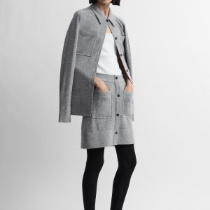 Toteme Studio Buttoned cashmere skirt grey melange