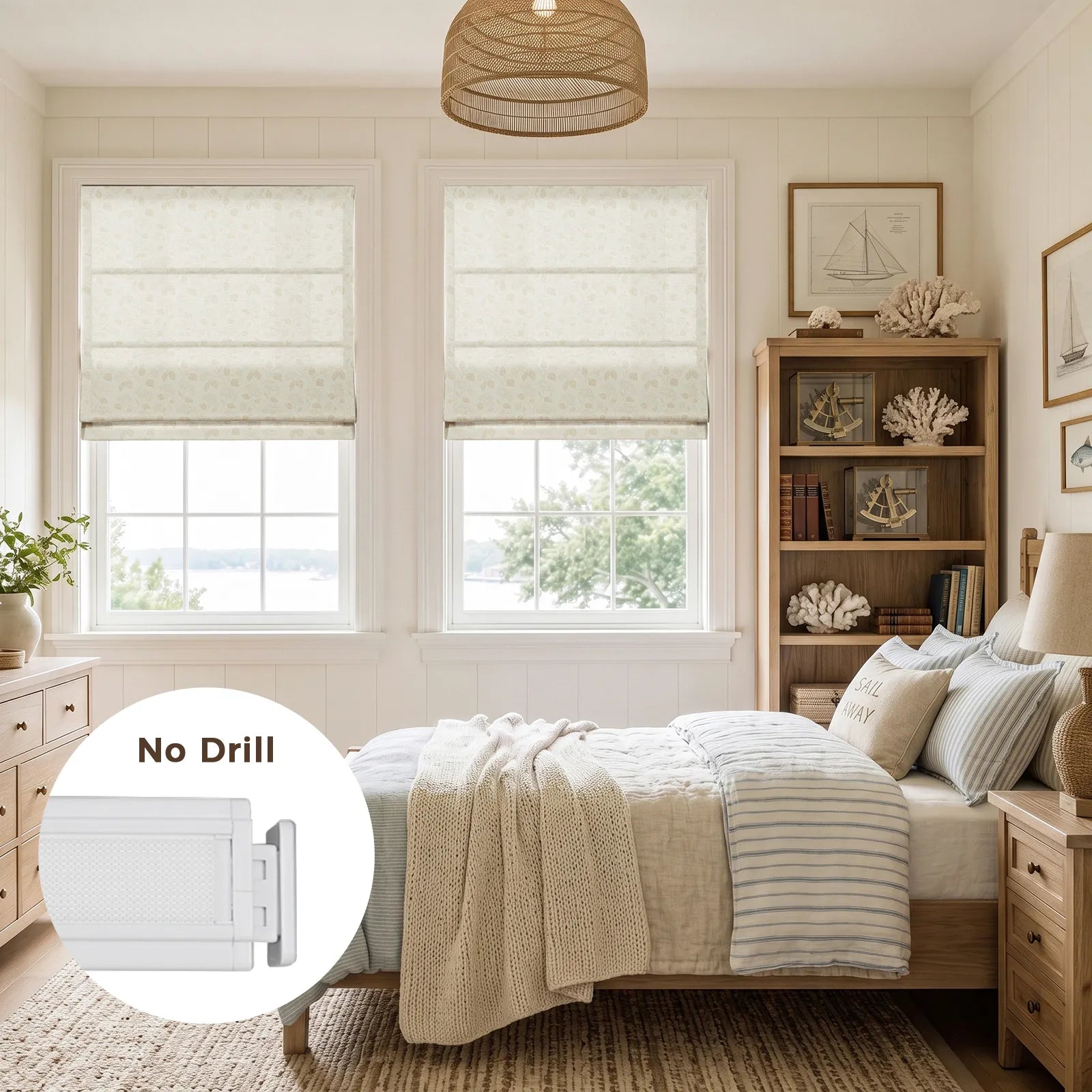 Amy Courtney x TWOPAGES No-Drill Flat Fold Roman Shade Cordless