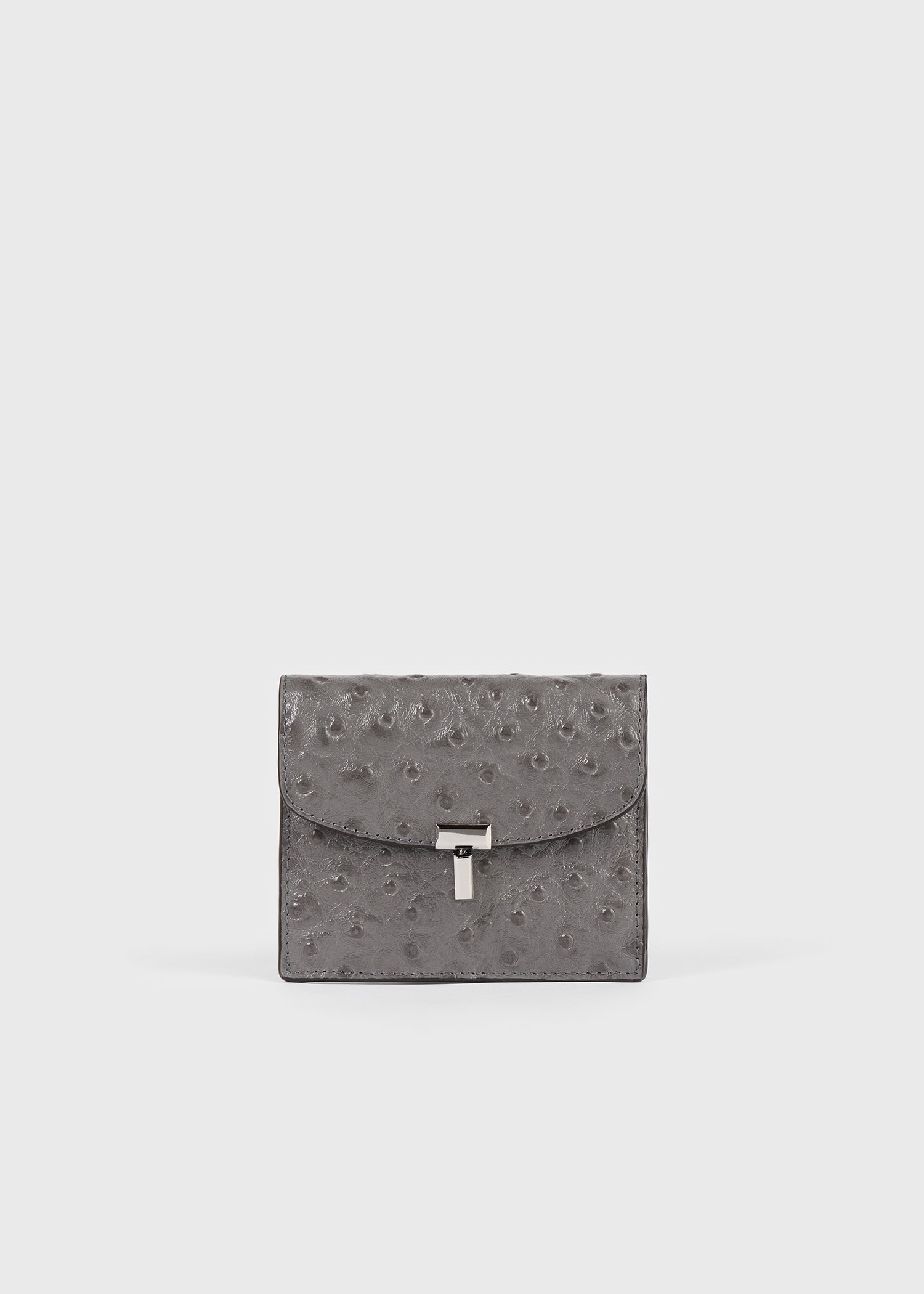 Toteme Studio T-lock ostrich-embossed cardholder grey
