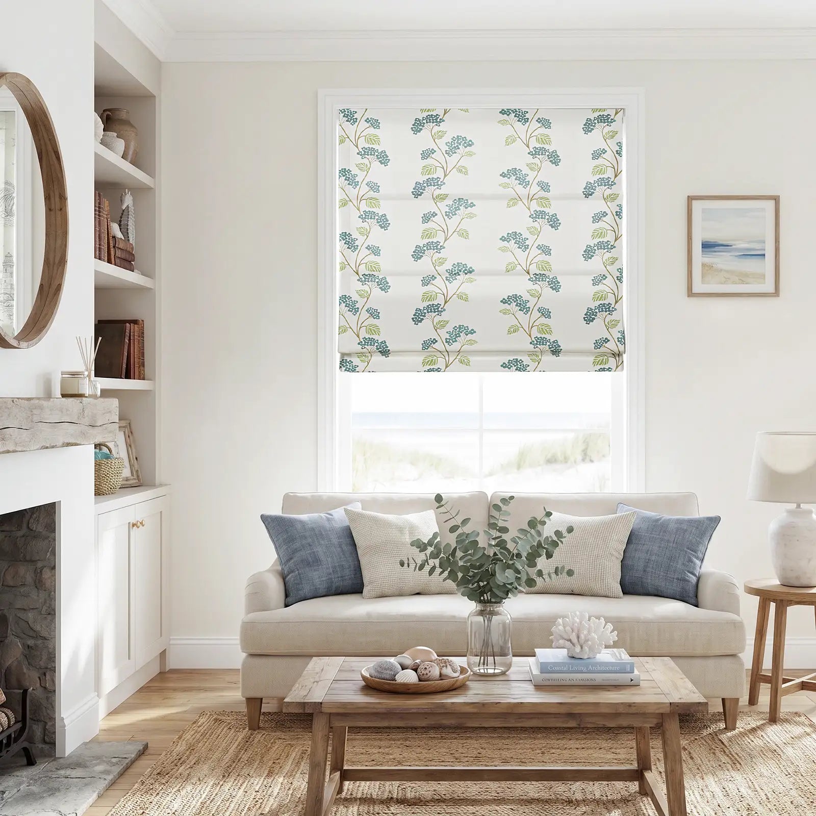Amy Courtney x TWOPAGES Linen Patterned Roman Shade Cordless