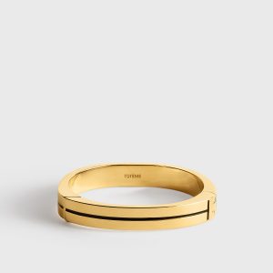 Toteme Studio Signature stripe bracelet black/gold