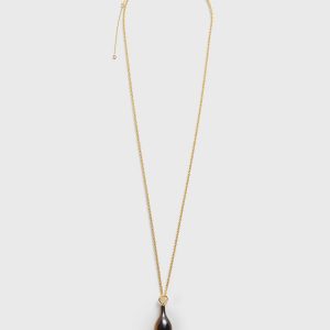 Toteme Studio Medium tiger's eye drop necklace honey/gold