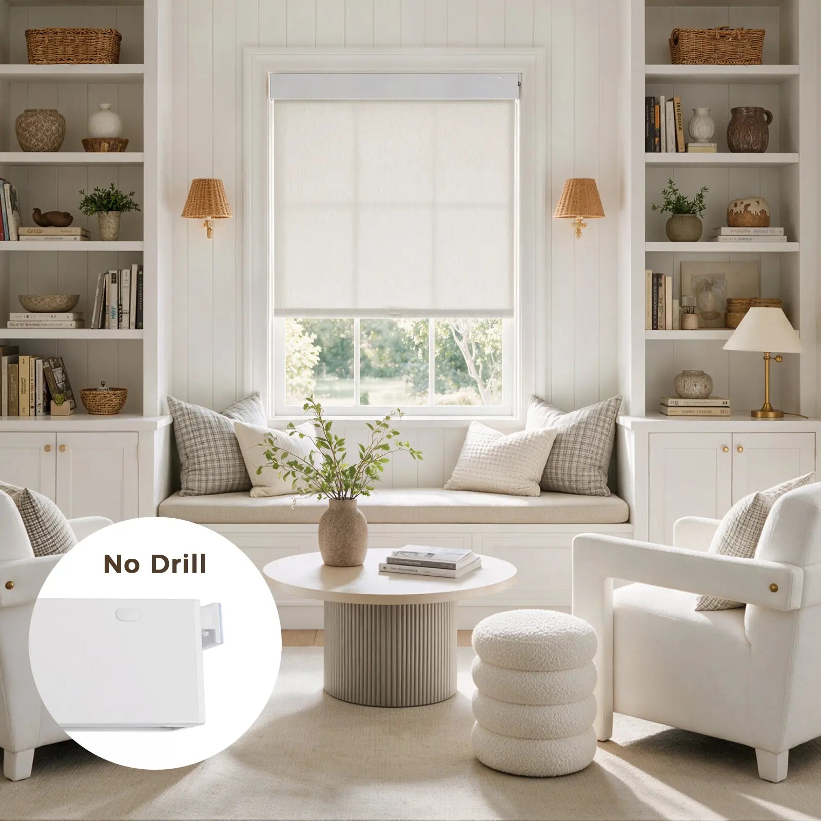 TWOPAGES Alvin No-Drill Cordless Roller Shades