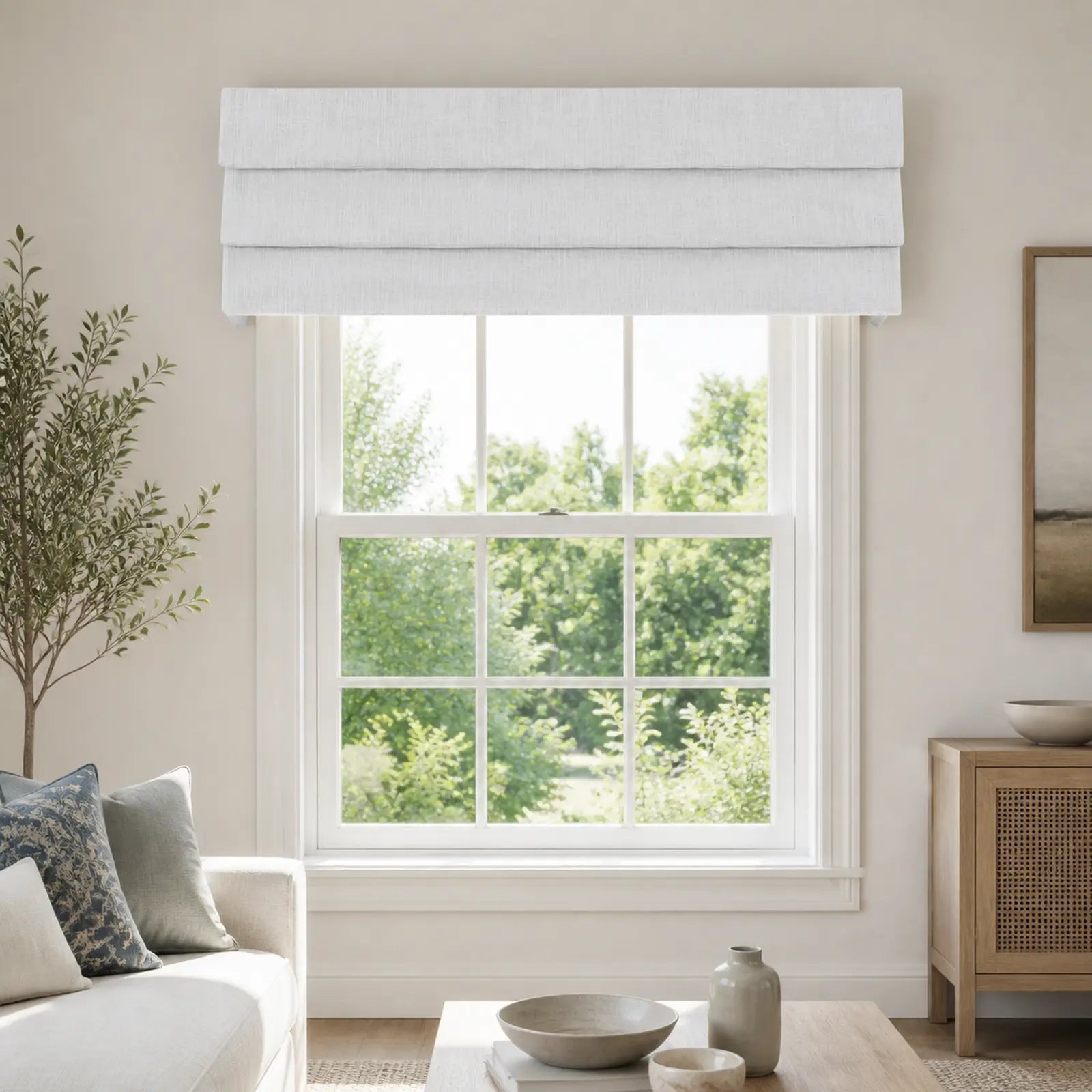 TWOPAGES Jawara Linen Cotton Board Mounted Hobbled Roman Valance