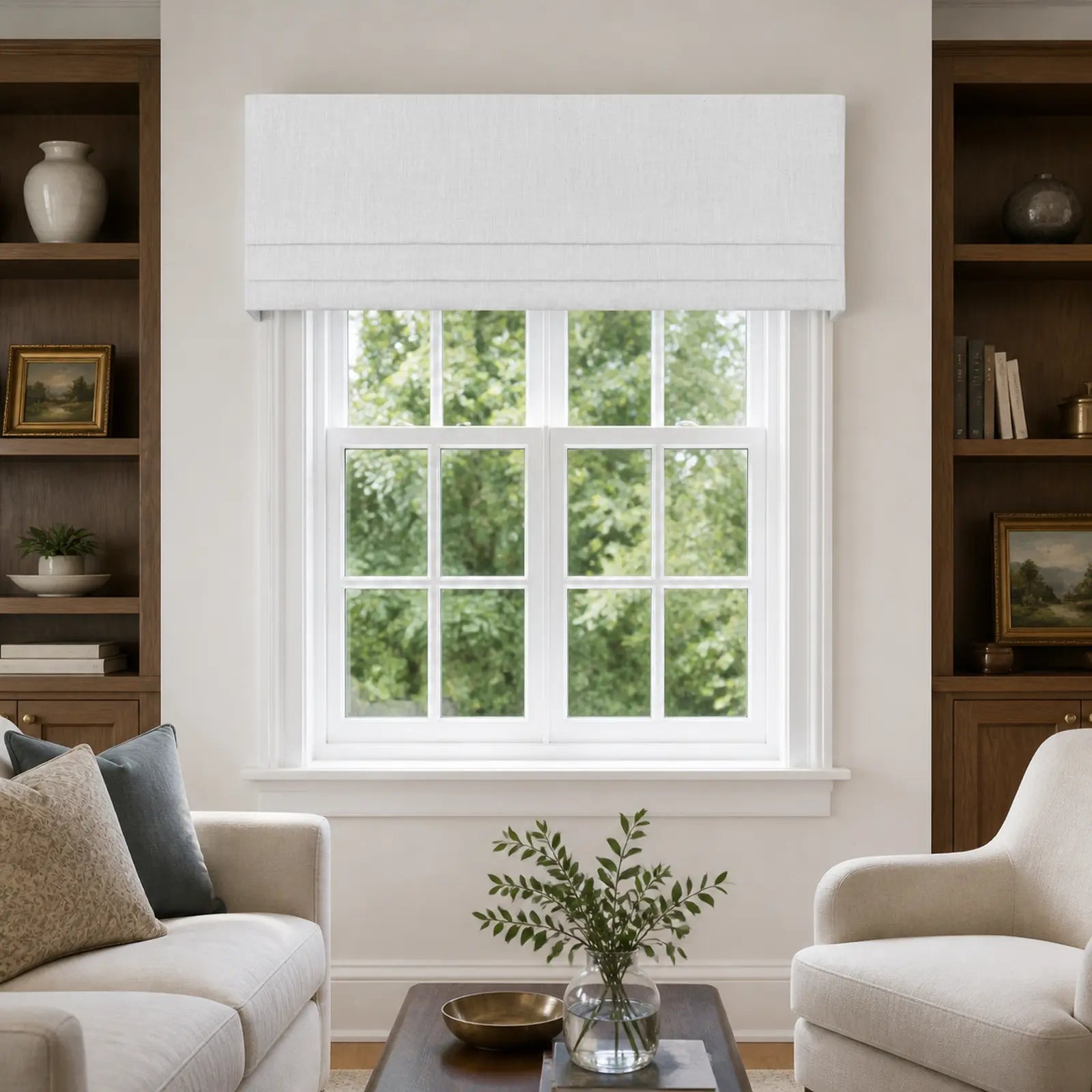TWOPAGES Jawara Linen Cotton Board Mounted Flat Roman Valance