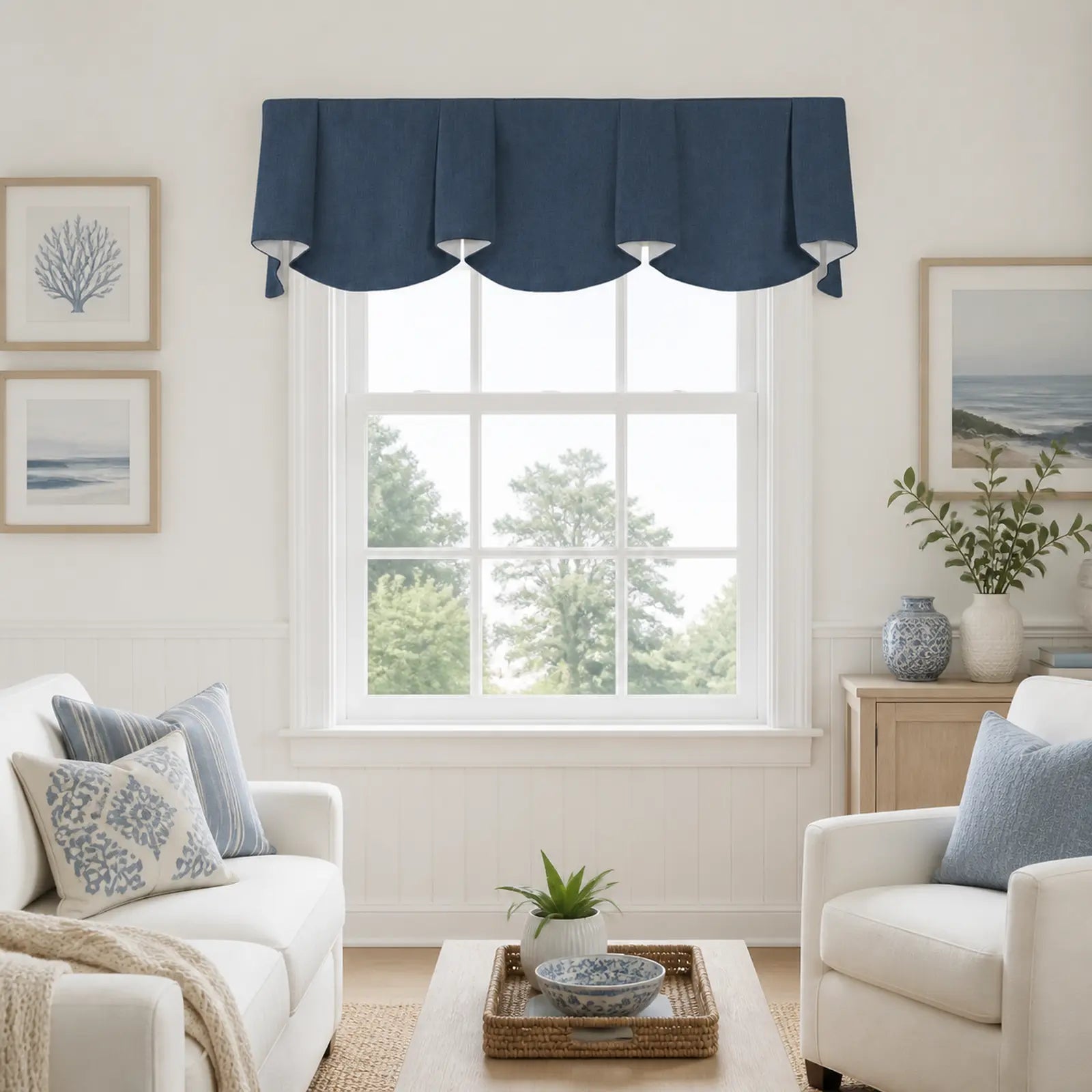TWOPAGES Jawara Linen Cotton Board Mounted Sheffield Valance