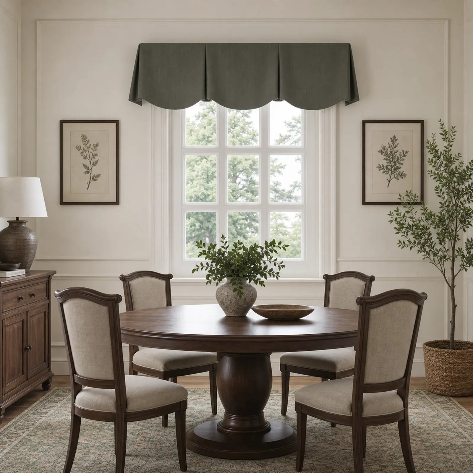 TWOPAGES Jawara Linen Cotton Board Mounted Scalloped Valance
