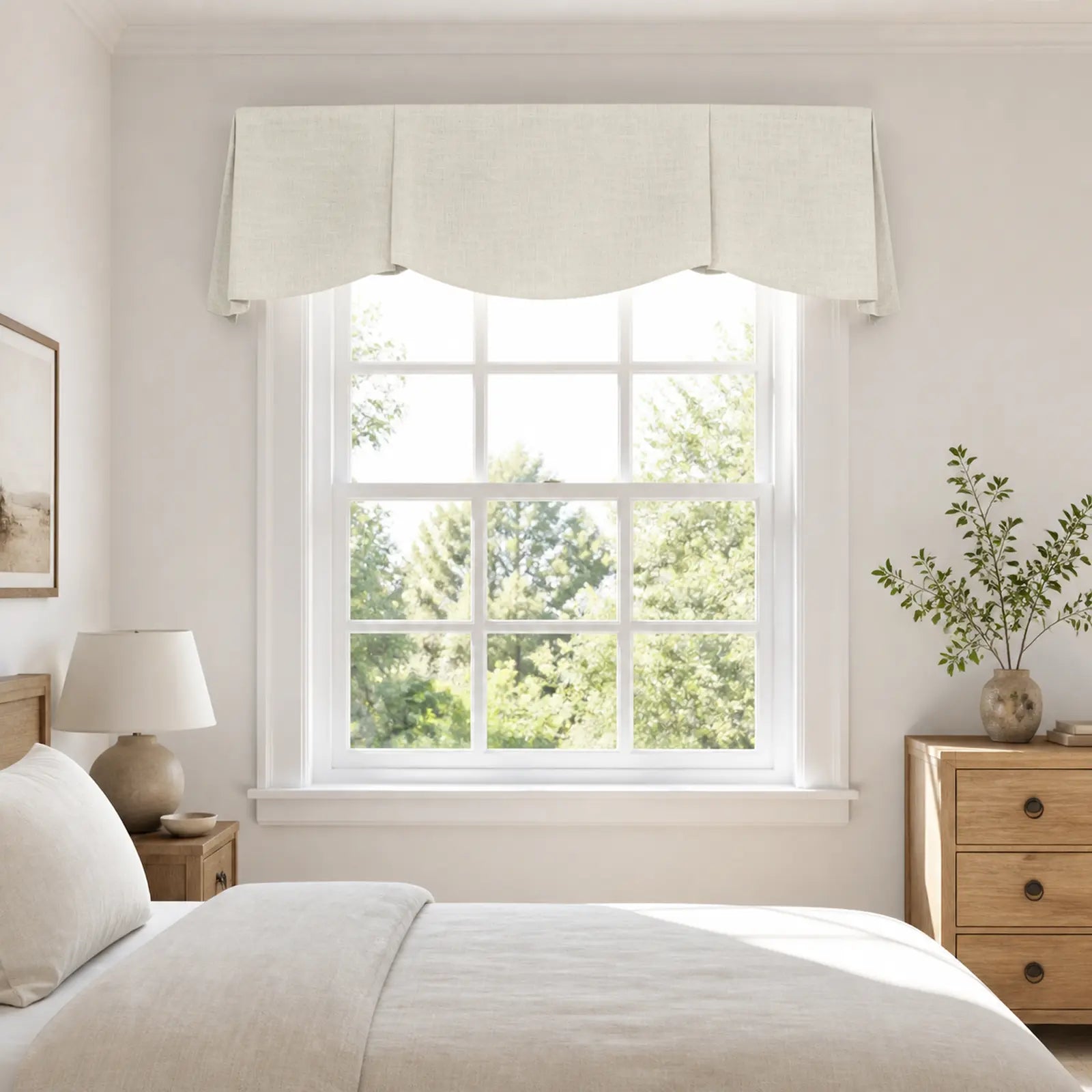 TWOPAGES Jawara Linen Cotton Board Mounted Shaped Valance