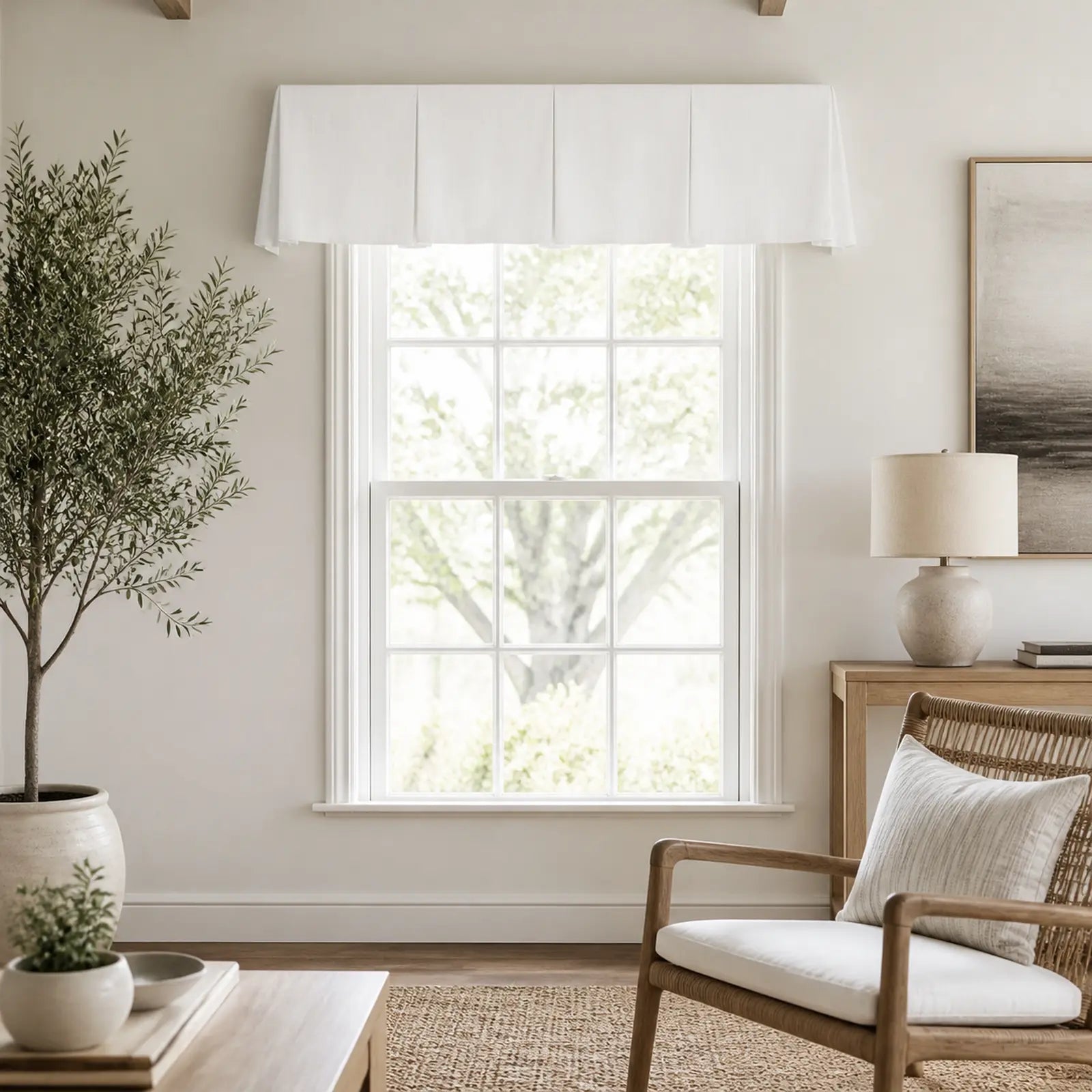 TWOPAGES Jawara Linen Cotton Board Mounted Box Pleat Valance