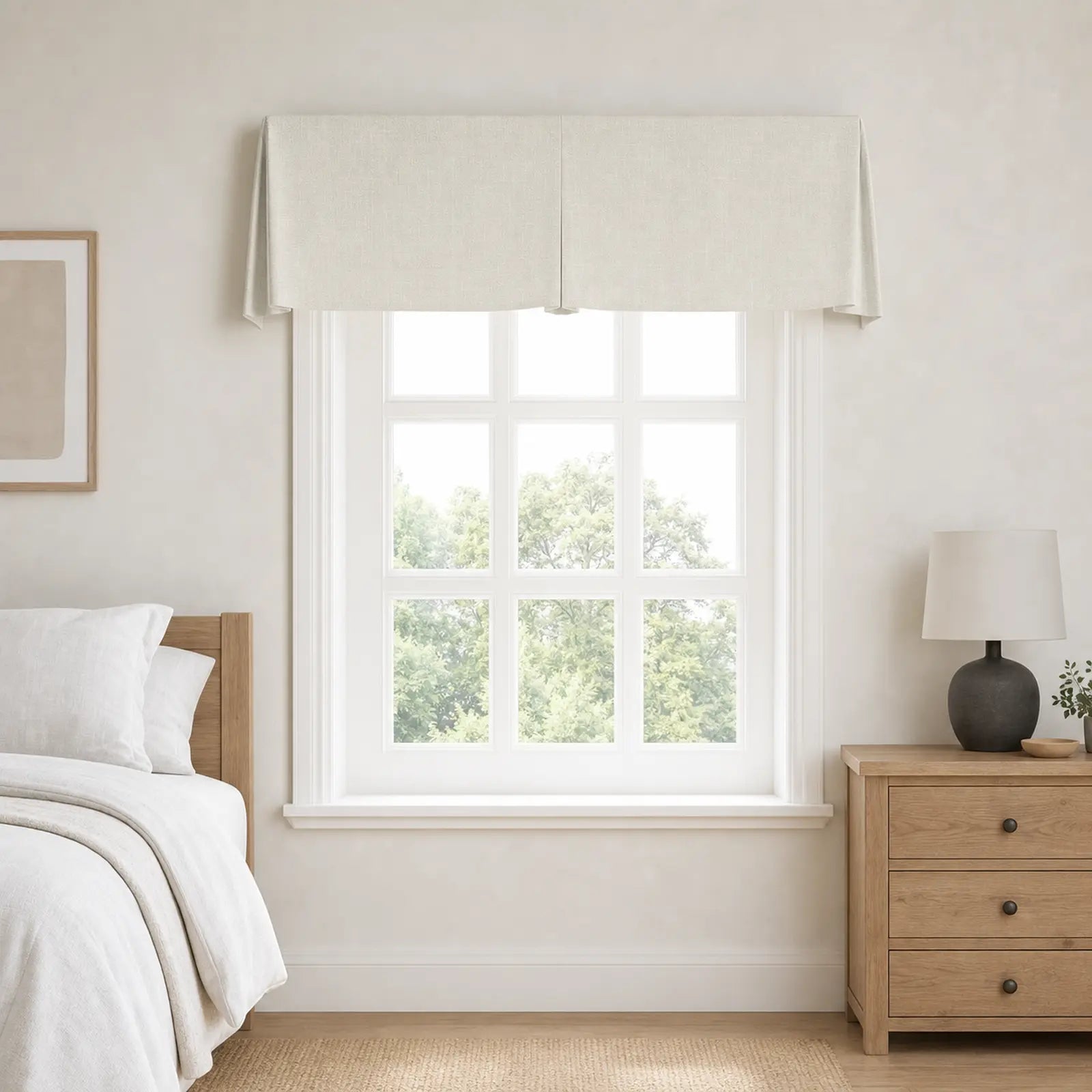 TWOPAGES Jawara Linen Cotton Board Mounted Center Pleated Valance
