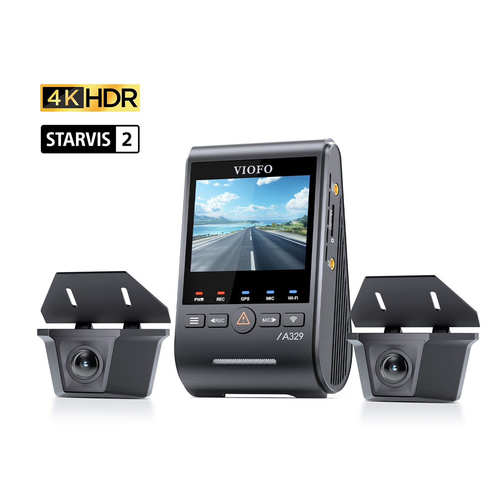 VIOFO A329WW 3CH 4K 30FPS Front+Dual 2K HDR Waterproof Rear Cameras with Sony STARVIS 2 Se