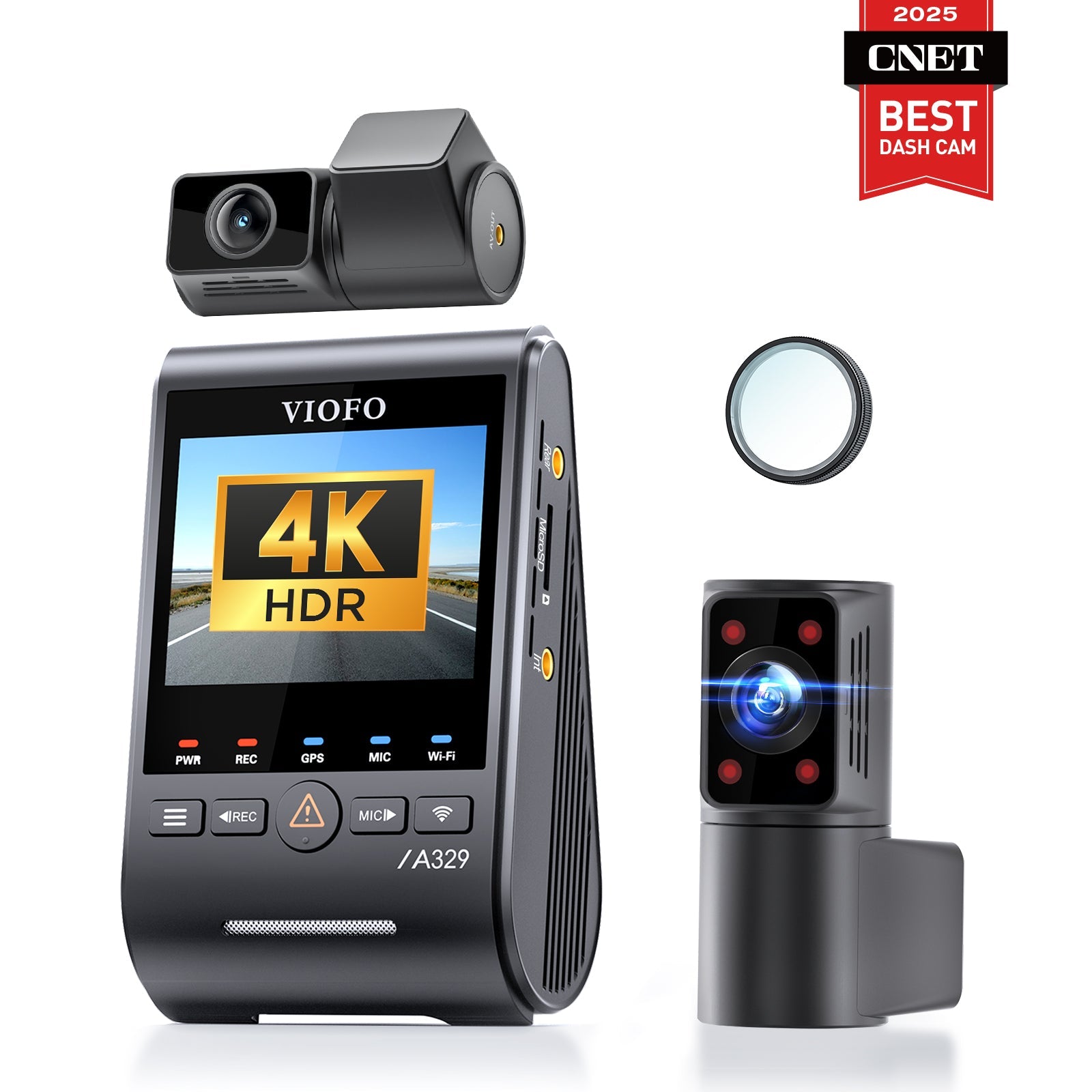 VIOFO A329S 3CH First 4K 30FPS Front+2K Wide 210° FOV Fisheye Cabin+2K Rear Dash Cam with