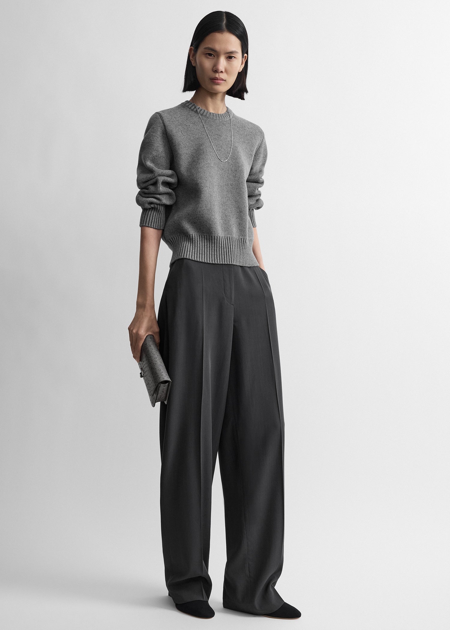 Toteme Studio High-waist trousers washed black petite