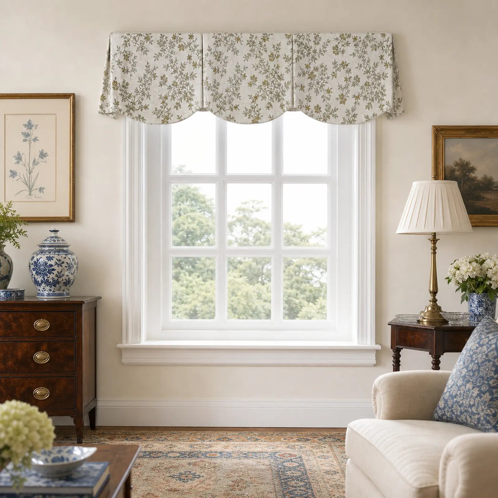 Sara Le x TWOPAGES Print Linen Scalloped Valance