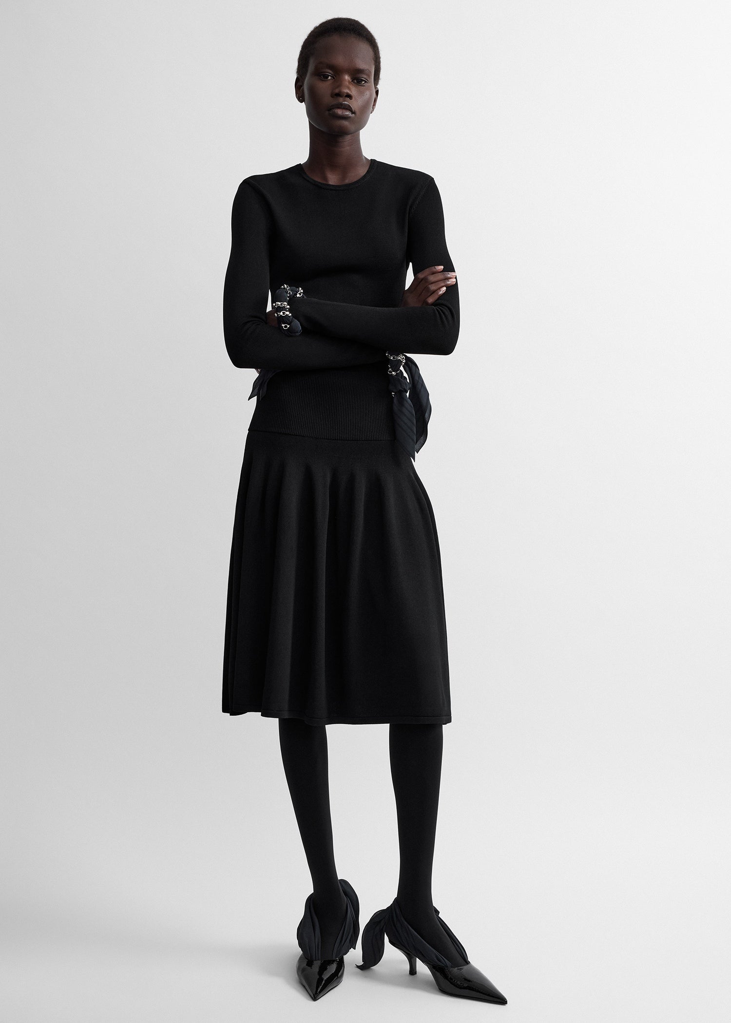 Toteme Studio Ribbed waist skirt black