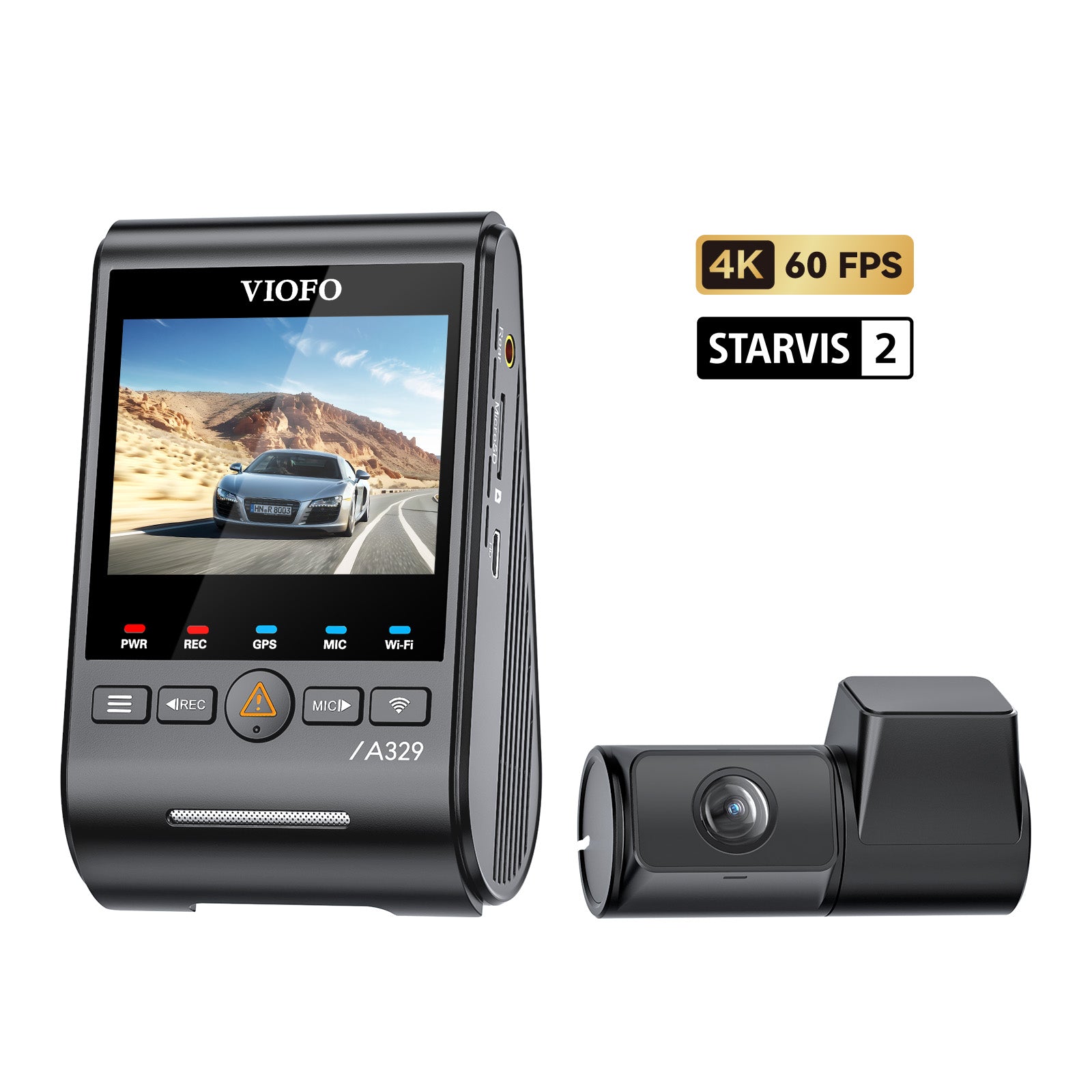 VIOFO A329 2CH First 4K 60FPS Front and 2K Rear Wi-Fi 6 Dash Cam HDR with Sony STARVIS 2 S