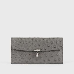 Toteme Studio T-lock ostrich-embossed wallet grey