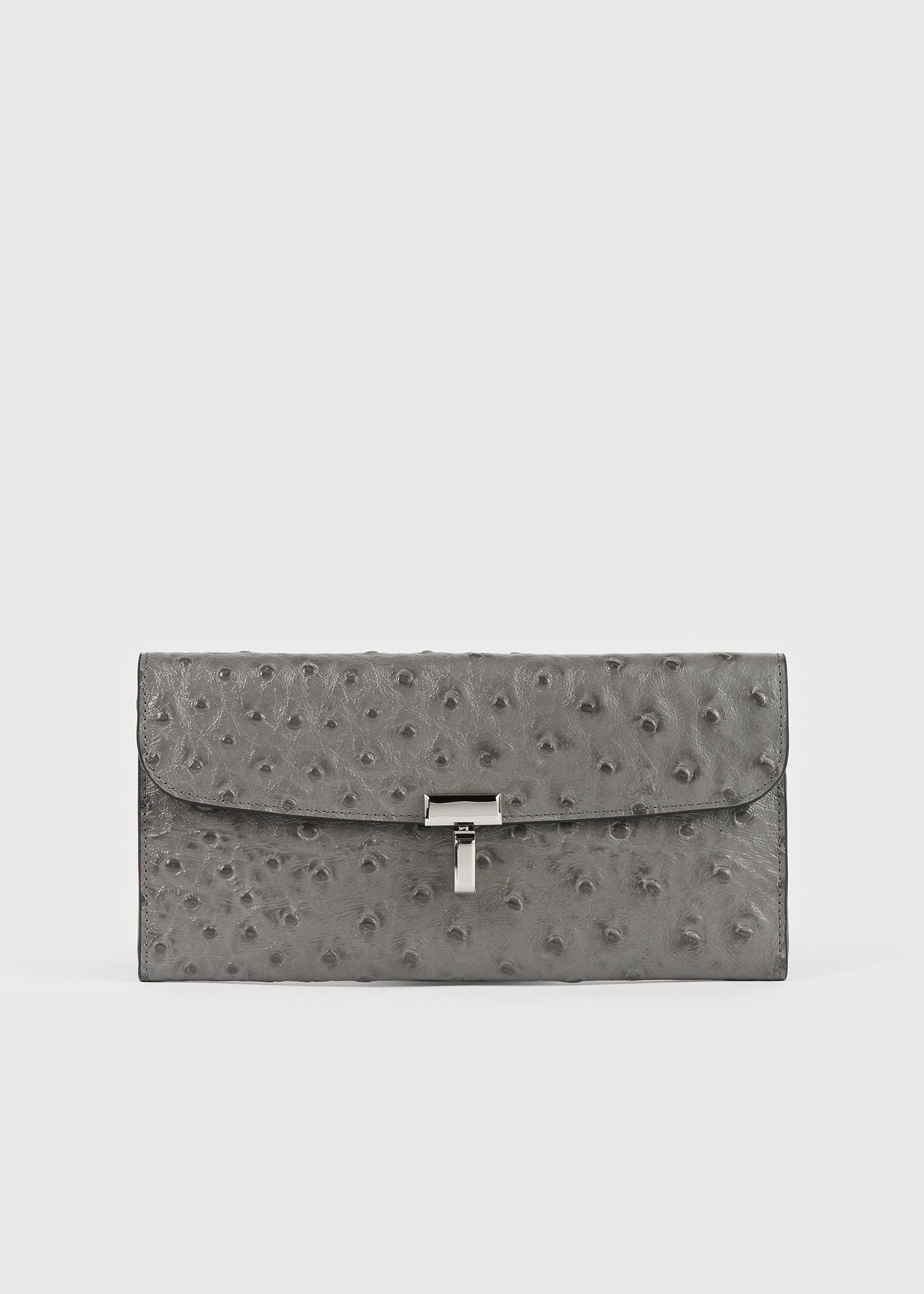 Toteme Studio T-lock ostrich-embossed wallet grey