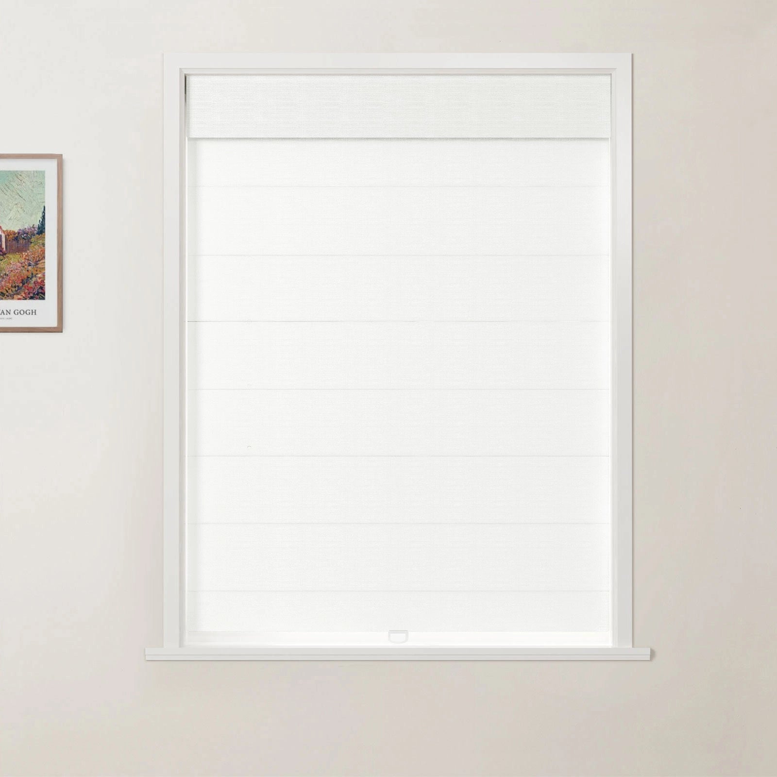 TWOPAGES Liz Flat Fold Roman Shade Cordless with Valance