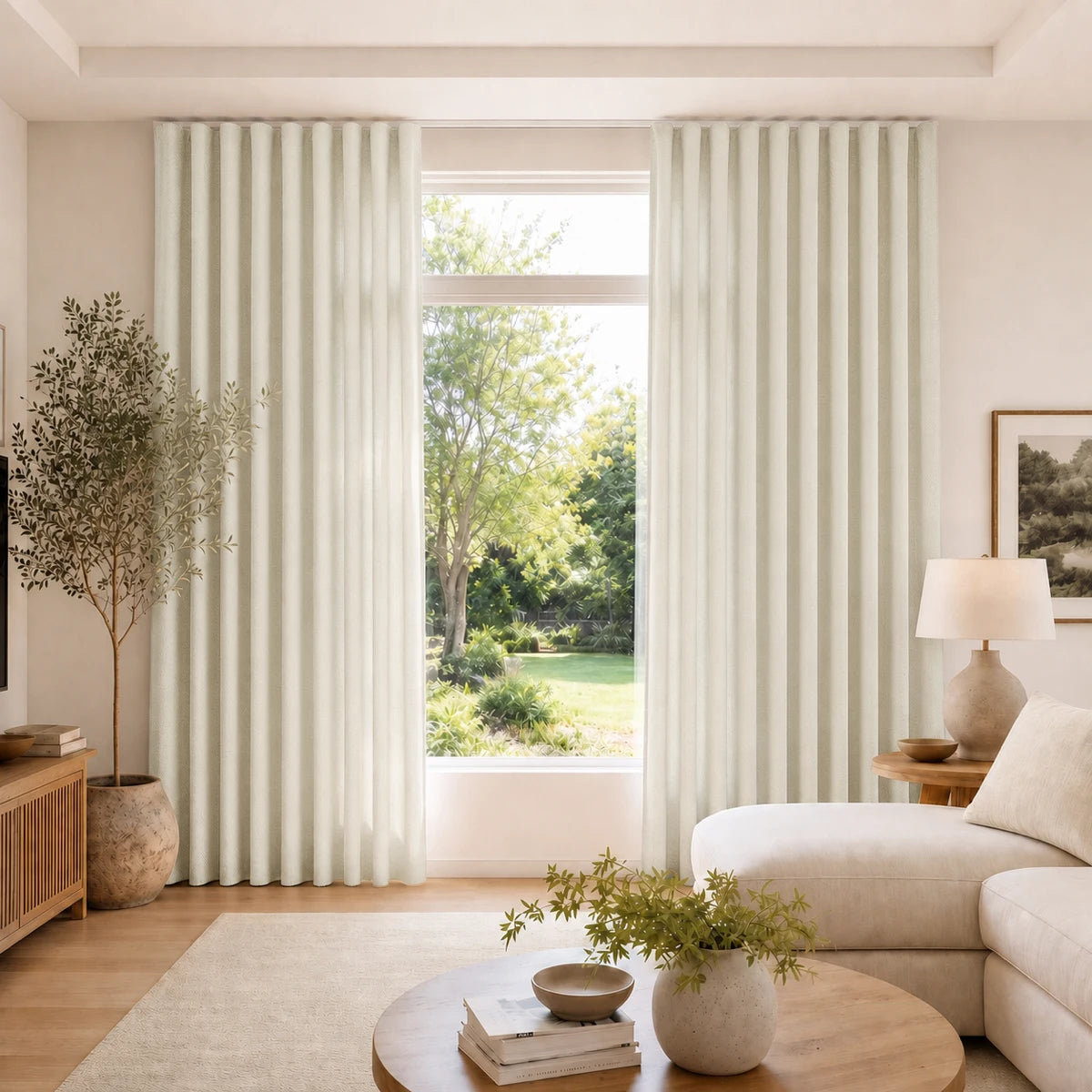 TWOPAGES Karin Pure Wool Ripple Fold Drapery with Snap Tape - Lora Track
