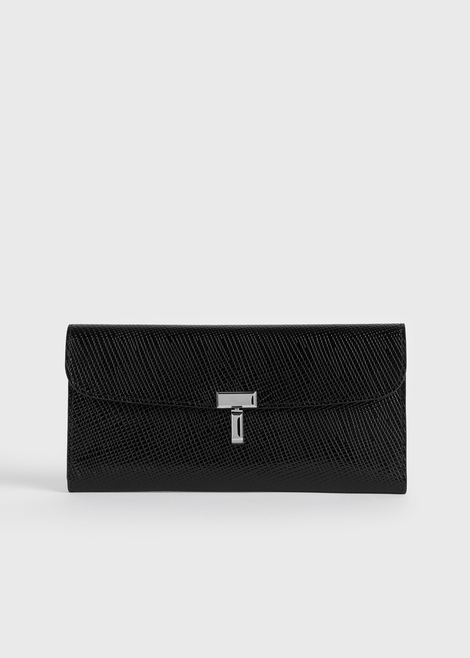 Toteme Studio T-lock palmellato-patent wallet black