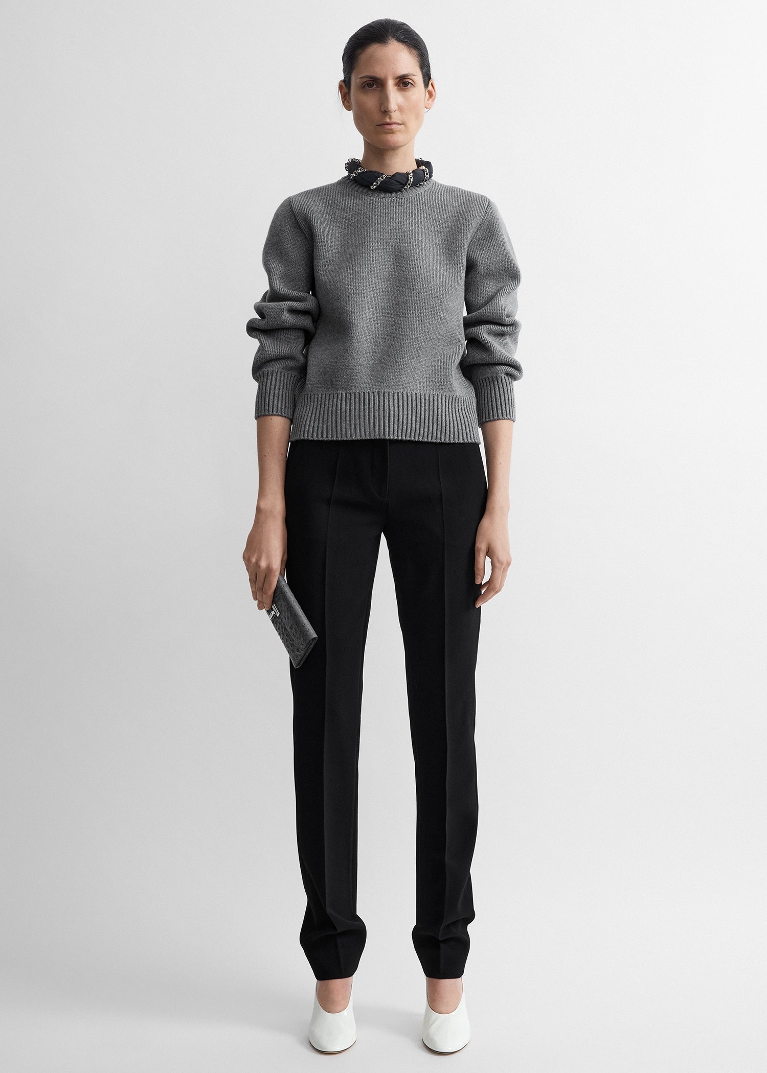Toteme Studio Merino cotton crew knit grey melange