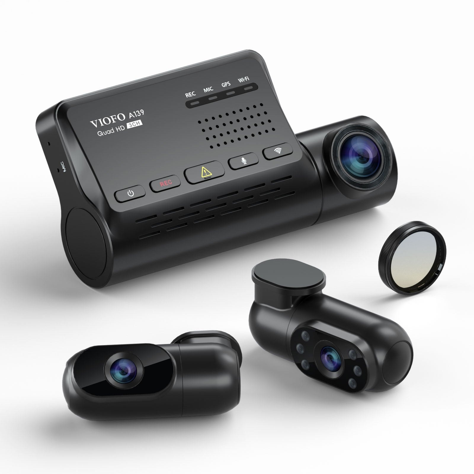 VIOFO A139 3CH 3 Channel Dash Cam Front 2K 1440P + Interior 1080P + Rear 1080P 5GHz Wi-Fi GPS Da