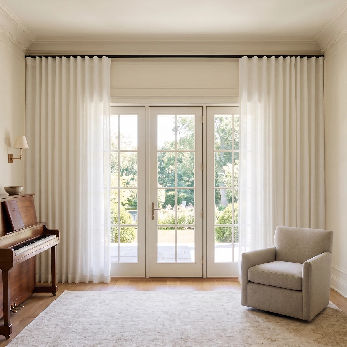 TWOPAGES Isabella Cotton Ripple Fold Curtain with Snap Tape - Cato Traverse Rod