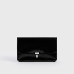 Toteme Studio T-lock grained-patent crossbody black