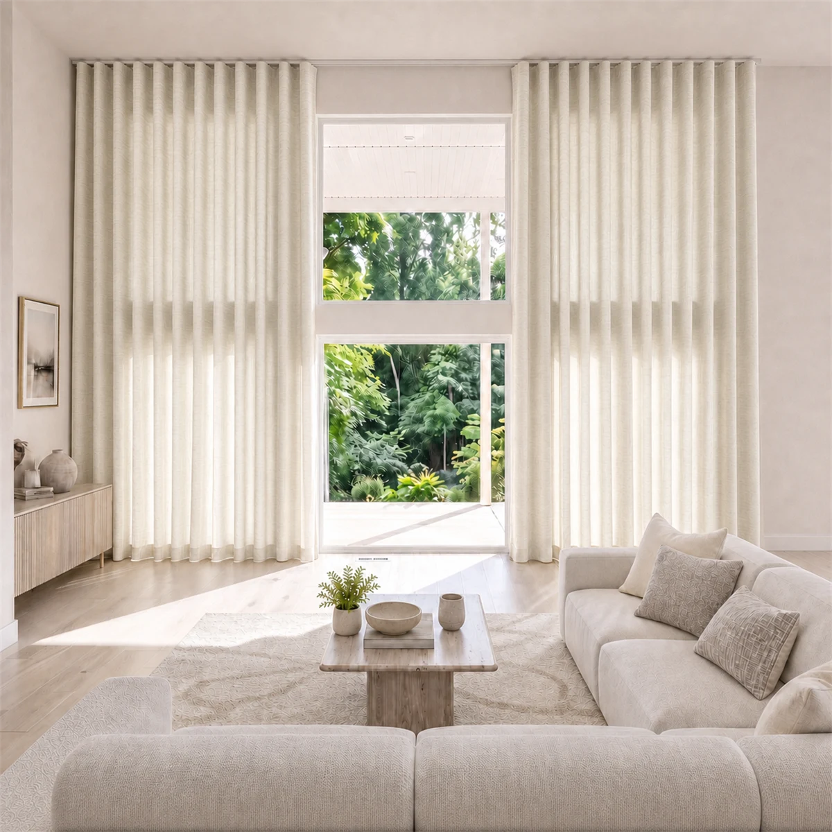 TWOPAGES Jawara Linen Cotton Ripple Fold Curtain with Belt Hook - Leo Track