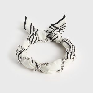 Toteme Studio Silk scarf collar ecru/black/silver