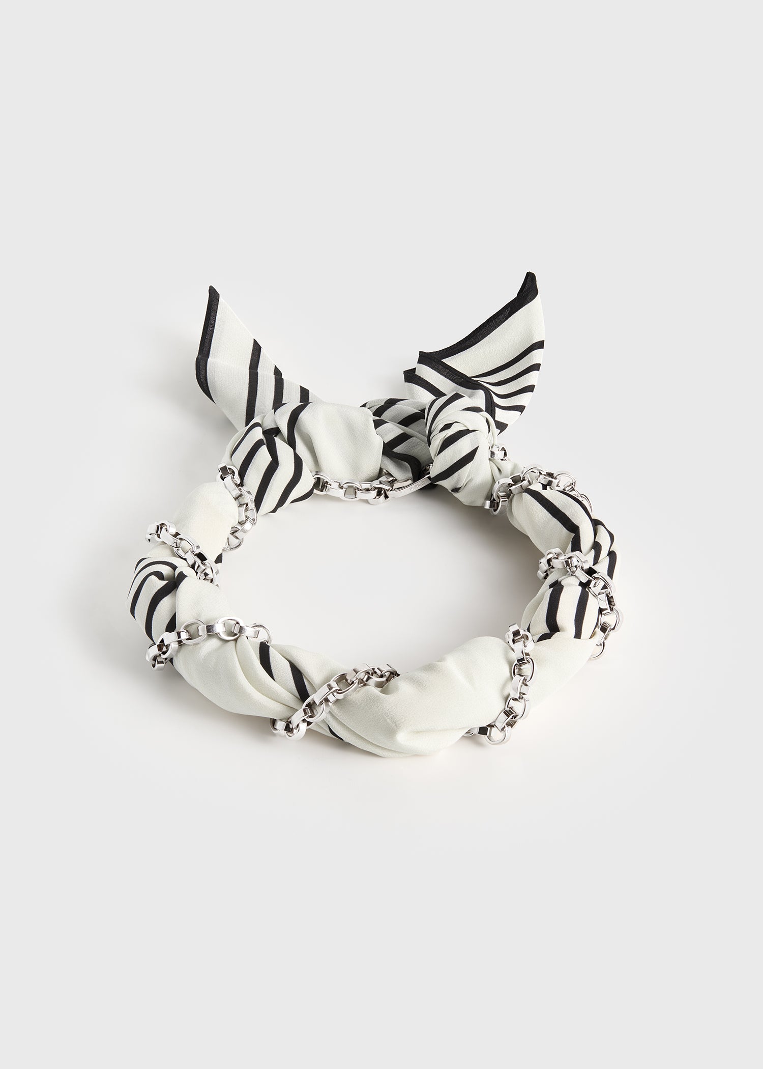 Toteme Studio Silk scarf collar ecru/black/silver