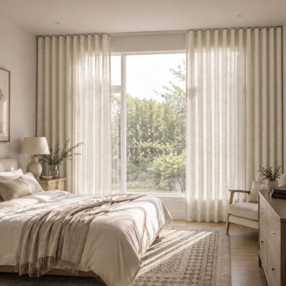 TWOPAGES Jawara Linen Cotton Ripple Fold Curtain with Snap Tape - Lora Track