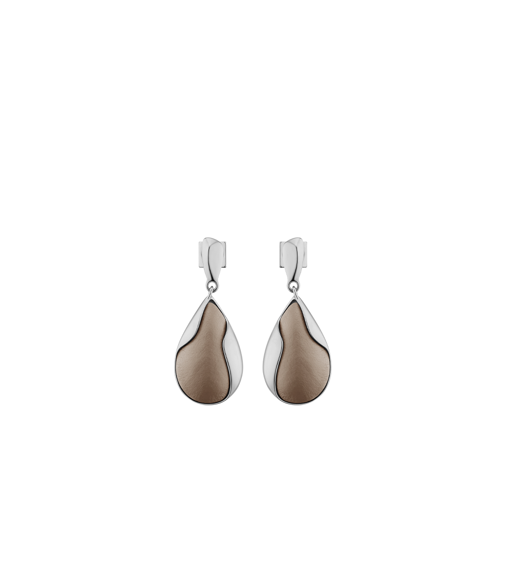 Polene Paris Boucles d’oreilles Ormé - Argentée Cuir Taupe