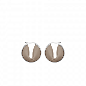 Polene Paris Créoles Ormé - Argentée Cuir Taupe