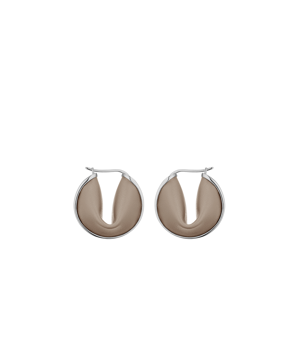Polene Paris Créoles Ormé - Argentée Cuir Taupe