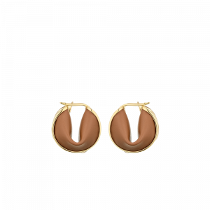 Polene Paris Créoles Ormé - Dorée Cuir Camel