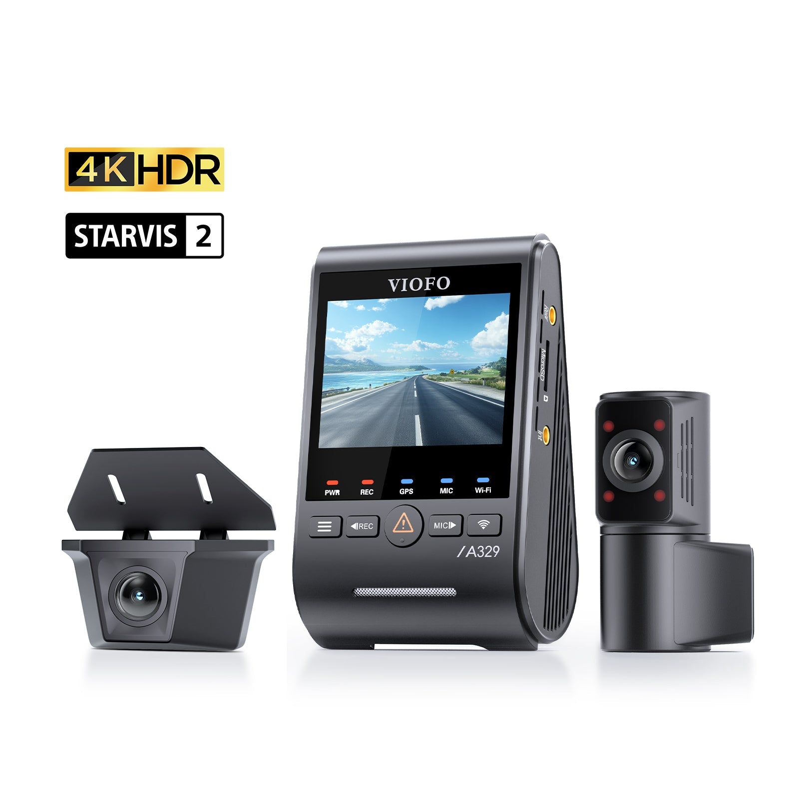 VIOFO A329SW 3CH 4K 30FPS Front+2K Waterproof Rear+2K Fisheye Cabin with Sony STARVIS 2 Se