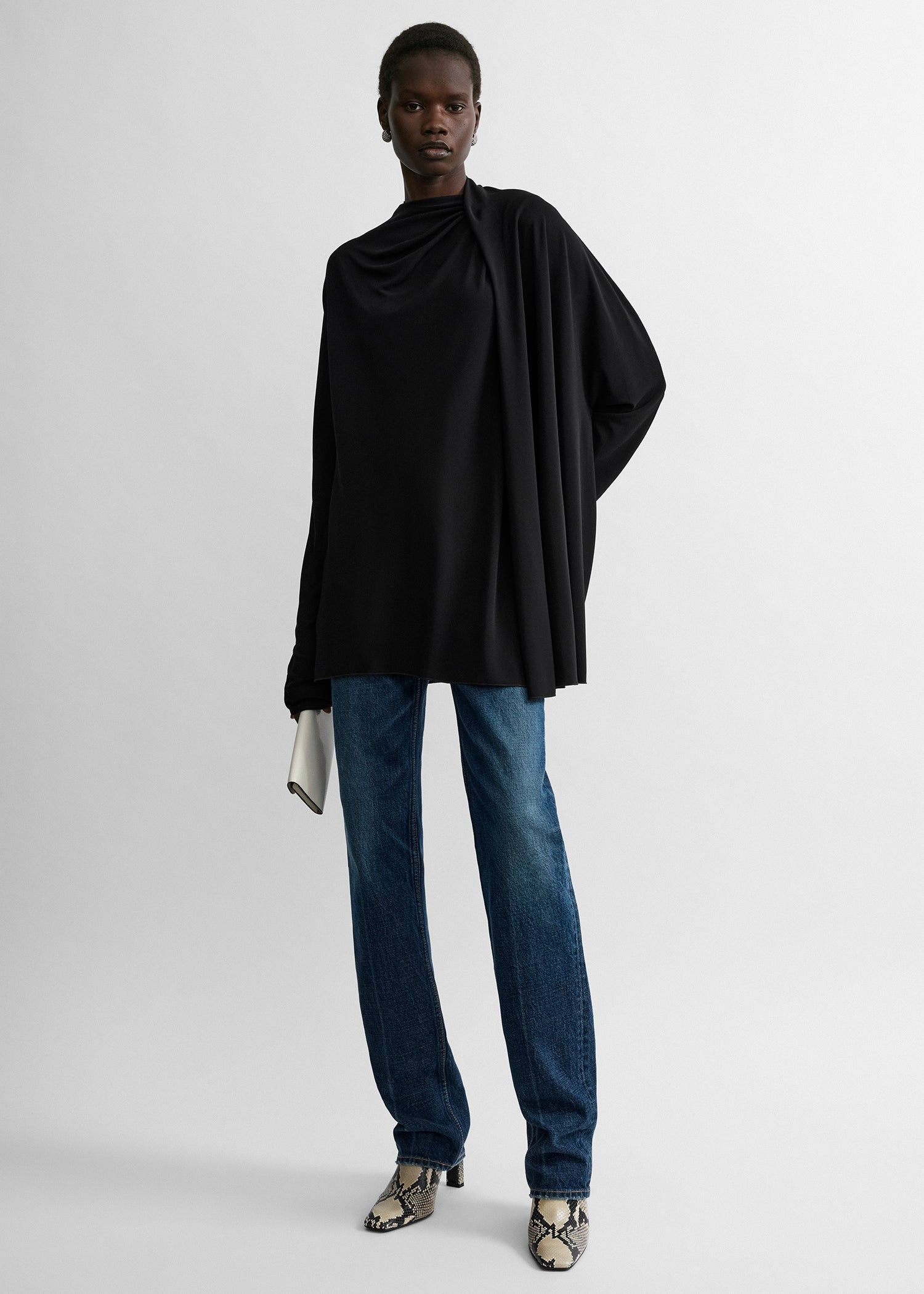 Toteme Studio Asymmetric draped blouse black petite