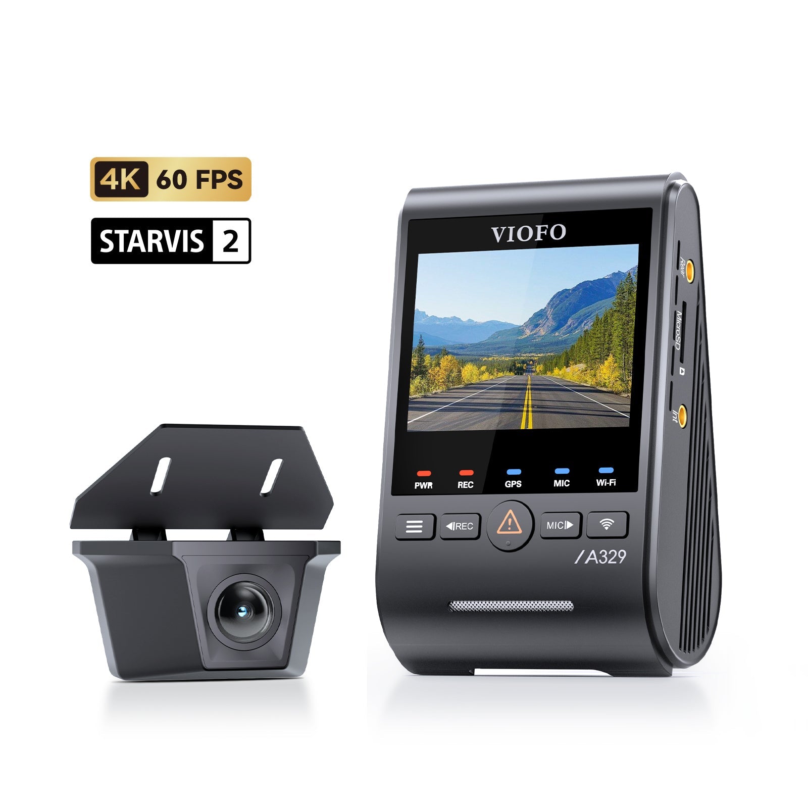 VIOFO A329SW 2CH Dash Cam - 4K 60FPS+2K Waterproof Rear Cam Sony STARVIS 2 HDR