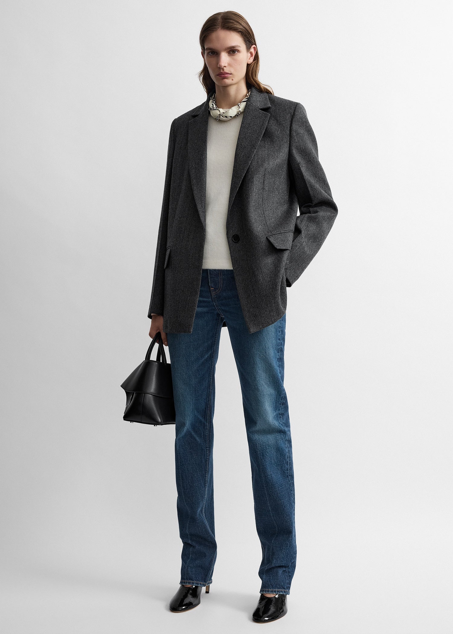 Toteme Studio Herringbone blazer grey melange