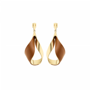 Polene Paris Boucles d’oreilles pendantes Ormé - Dorée Cuir Camel