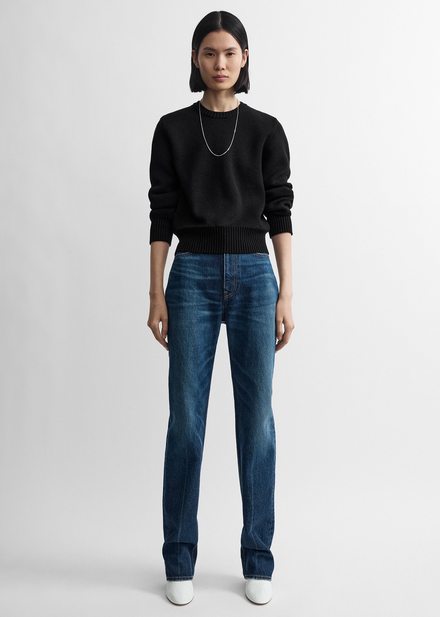 Toteme Studio Merino cotton crew knit black